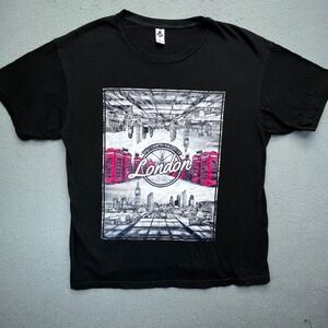 Club London Graphic T-Shirt Mens Large Black Ringspun Cotton Cityscape Souvenir